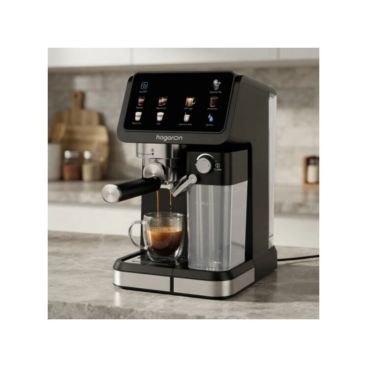 Cafetera Espresso Digital Hogaron HGCE20INOX 9 en 1 20 Bares con Depósito de Leche Cafetera Espresso Digital Hogaron HGCE20INOX 9 en 1 20 Bares con Depósito de Leche
