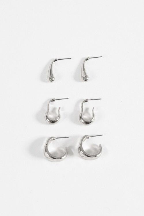 Set 3 aros wavy plateado