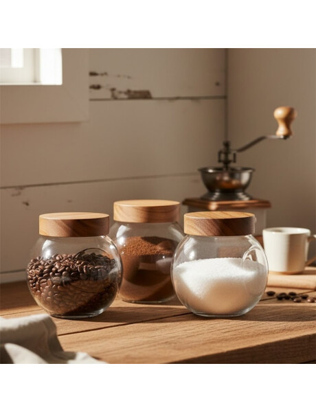 GALLETERO VIDRIO 650ML TAPA MADERA GALLETERO VIDRIO 650ML TAPA MADERA