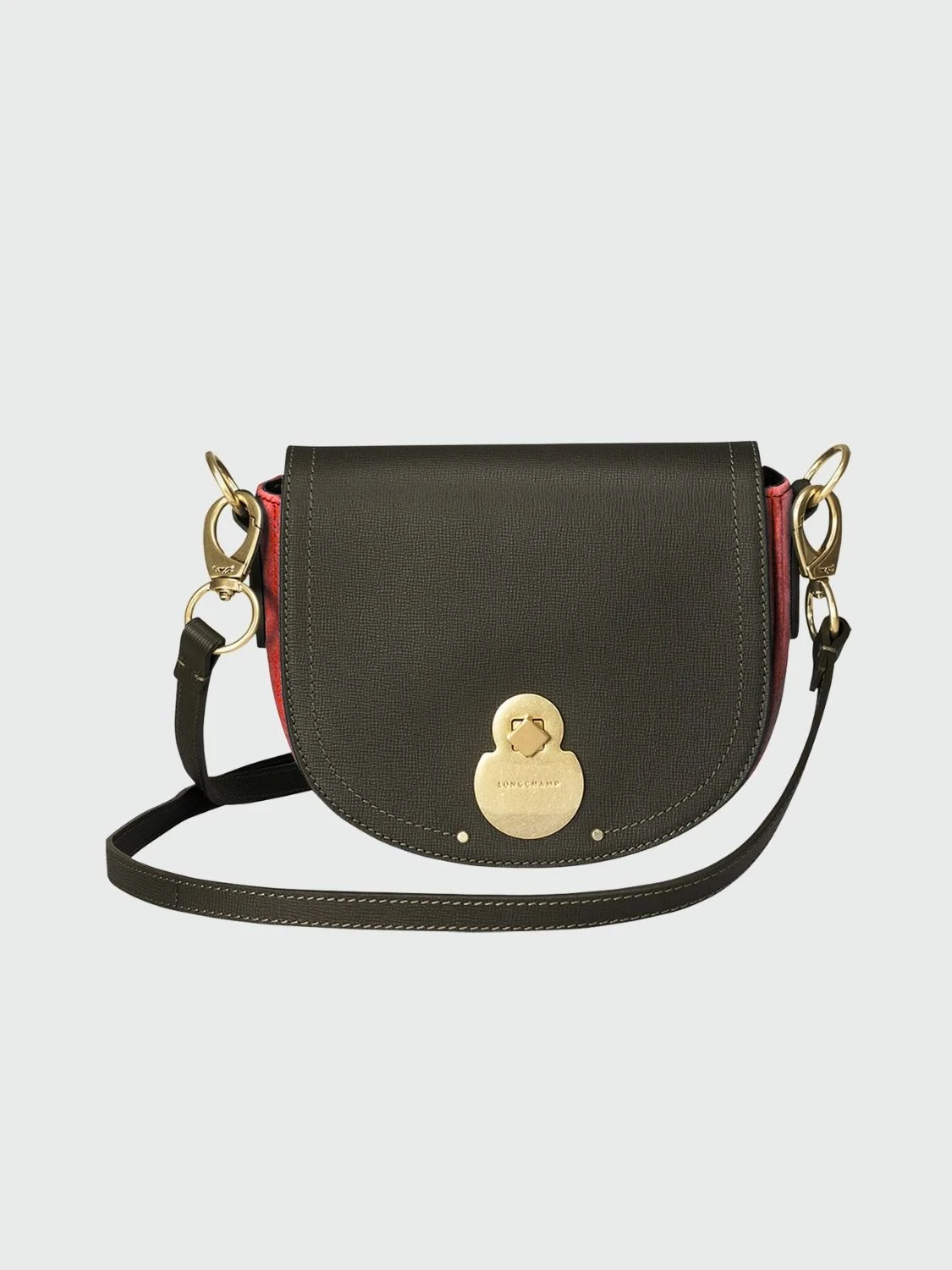 Longchamp -Cartera de cuero con solapa, Cavalcade Negro