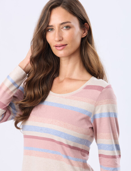 REMERA RAYADA DE ALGODÓN Rosado