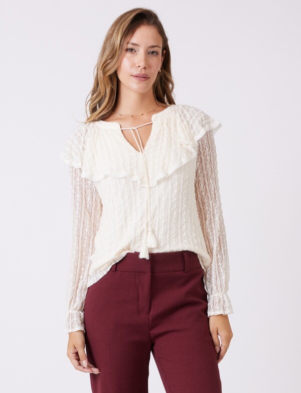Blusa Encaje BEIGE CLARO