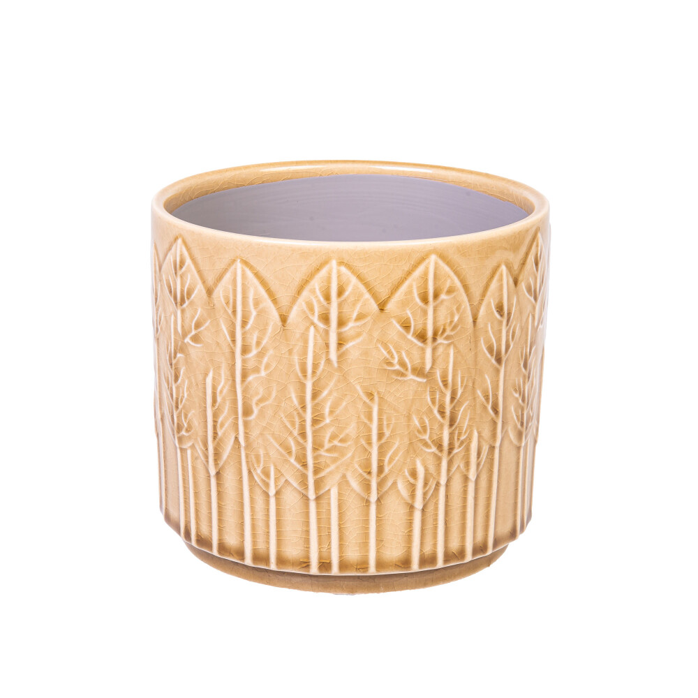 MACETA CERAMICA NATURAL-BEIGE HOJA