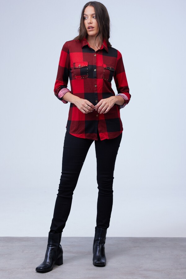 Camisa Soft Cuadrille NEGRO/ROJO