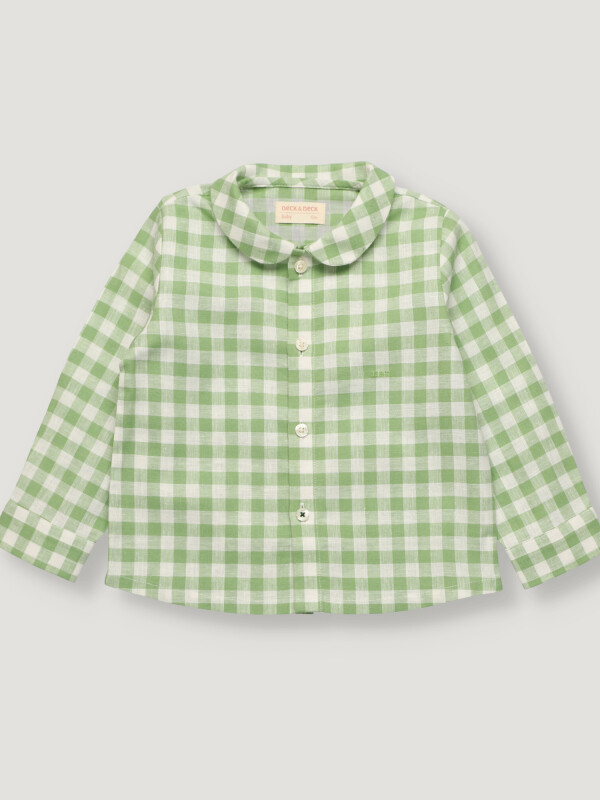 Camisa bebe de lino con estampado vichy Camisa bebe de lino con estampado vichy