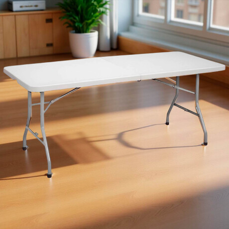 Mesa Plegable 1.80m Camping Jardín Resistente Calidad Blanco