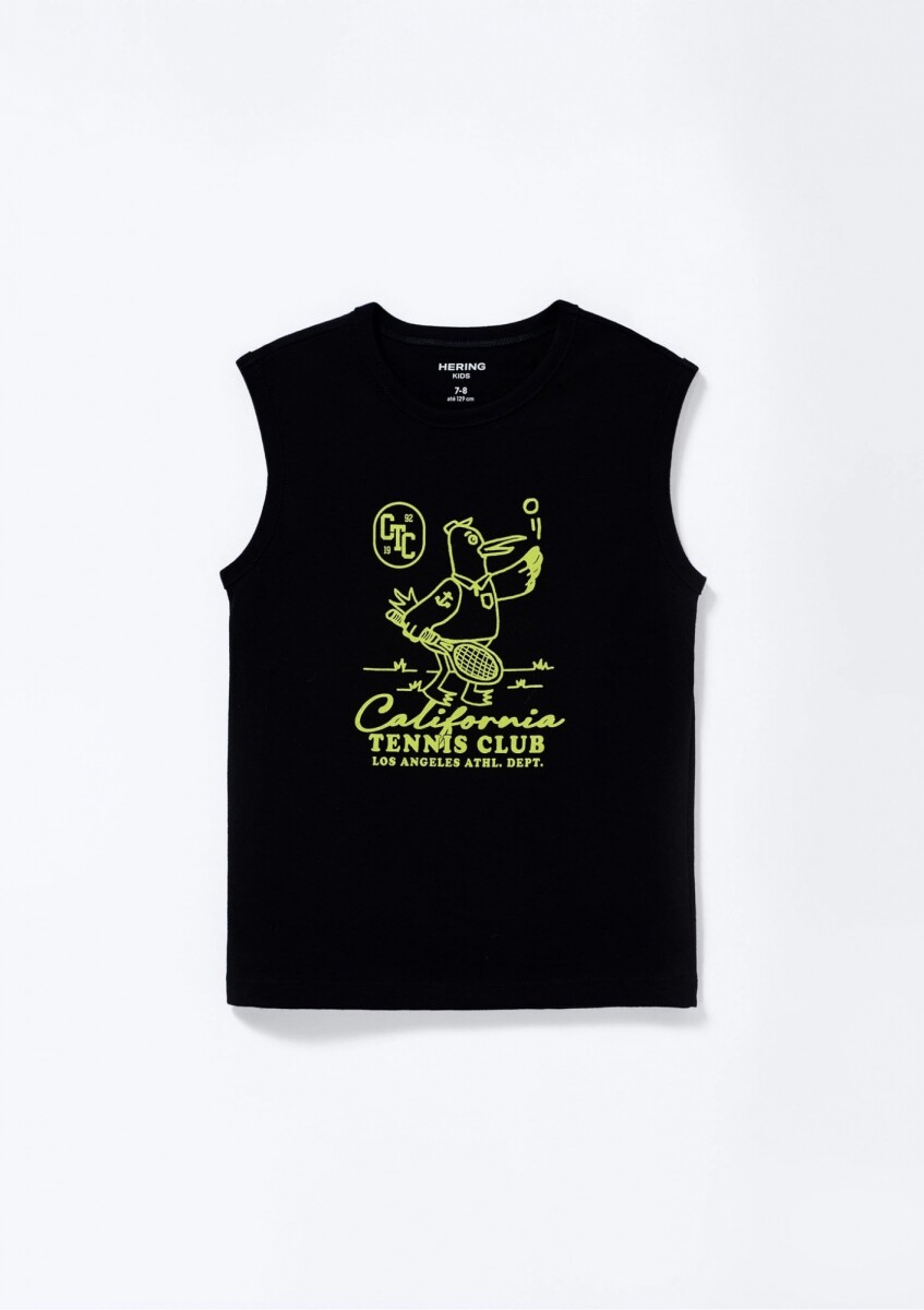 CAMISETA SIN MANGAS DE TEJIDO DE PUNTO CON ESTAMPADO - NEGRO 