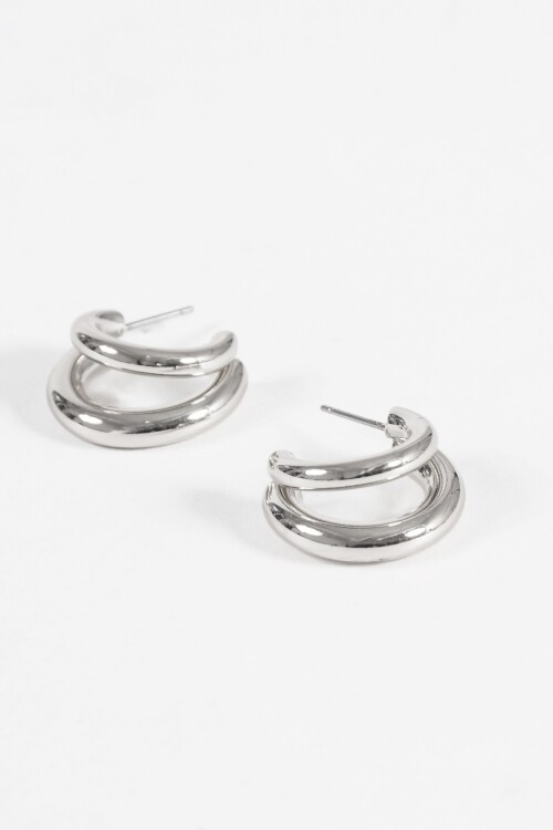Aros doble metallic plateado