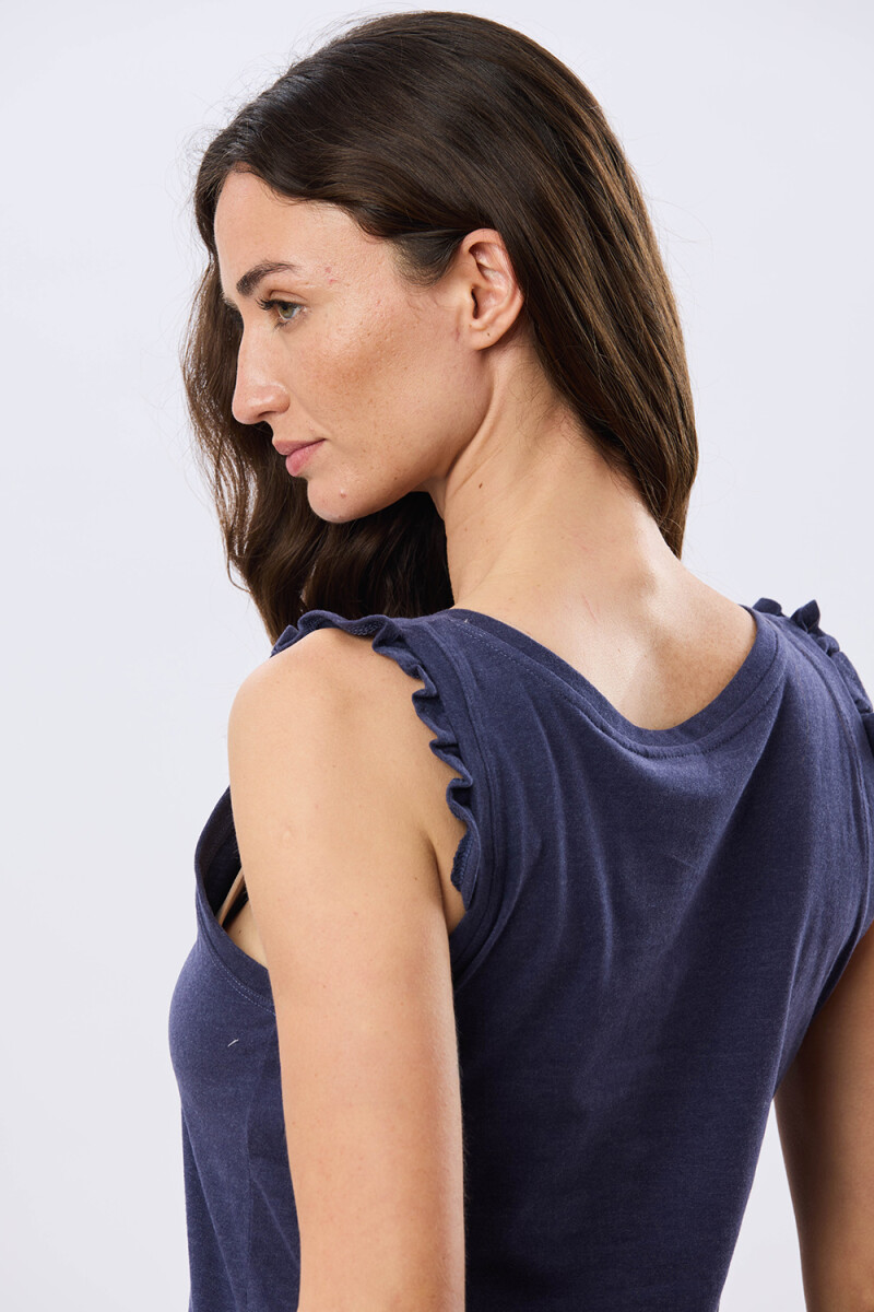 MUSCULOSA LISA DE ALGODÓN - Azul 