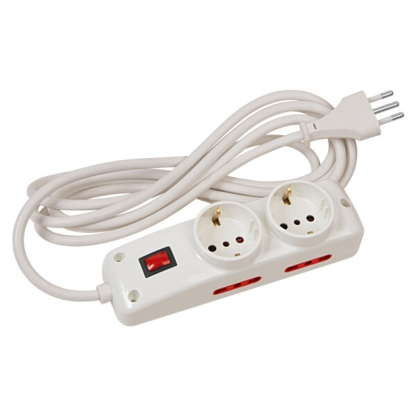 Alargue 3L con 2 schuko + 4 x 3L c/ int. 3m blanco ELE03311