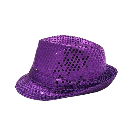 Sombrero Tipo Tango Lentejuelas con Luz Violeta v