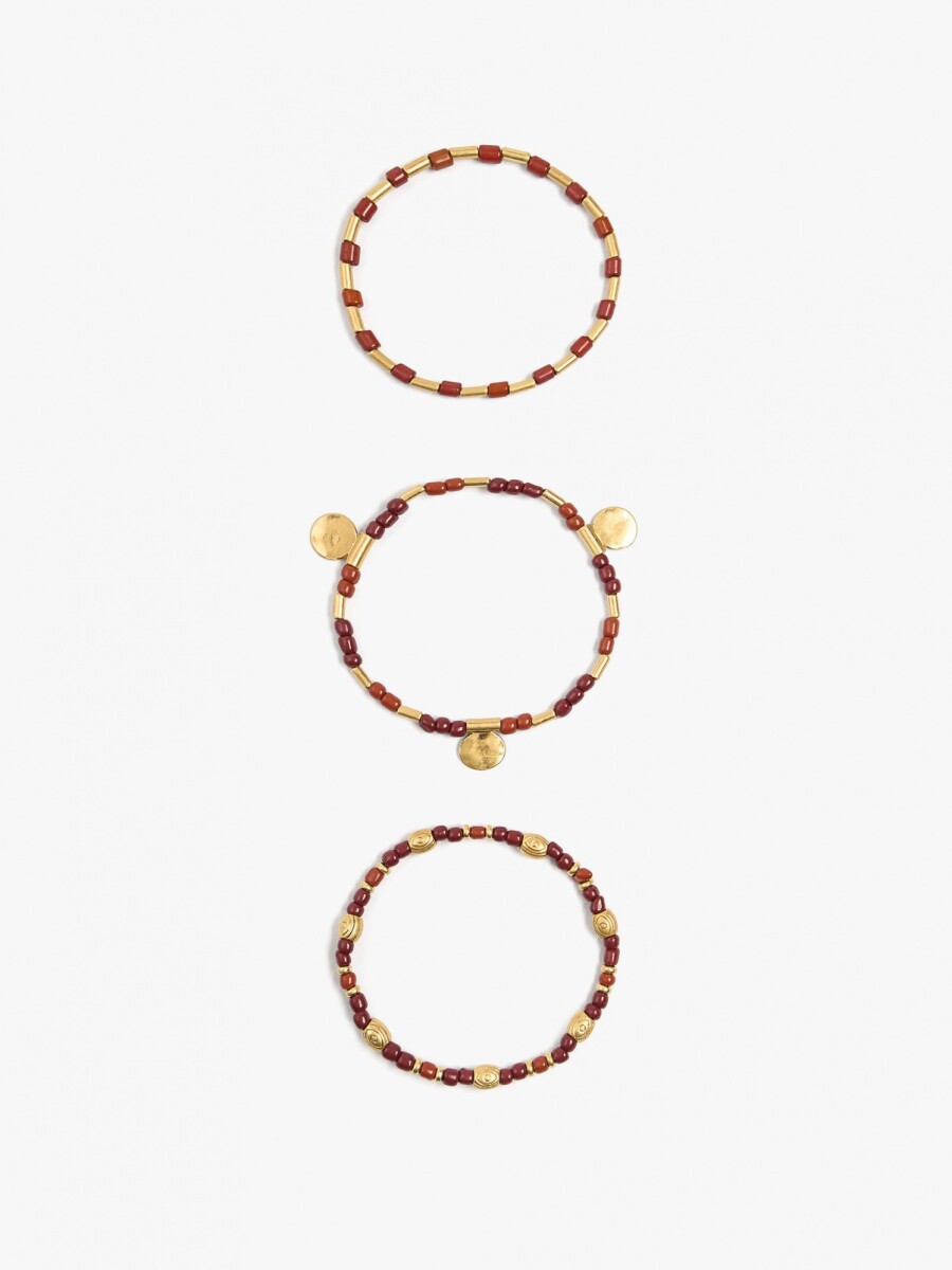 Set De Pulseras Elásticas Con Cuentas multicolor