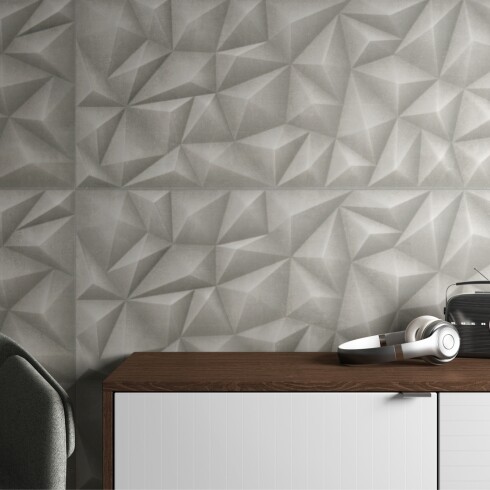 Ceramica Gris Mate Decorada 3D 45X120Cm Pared GAMAS DE GRIS