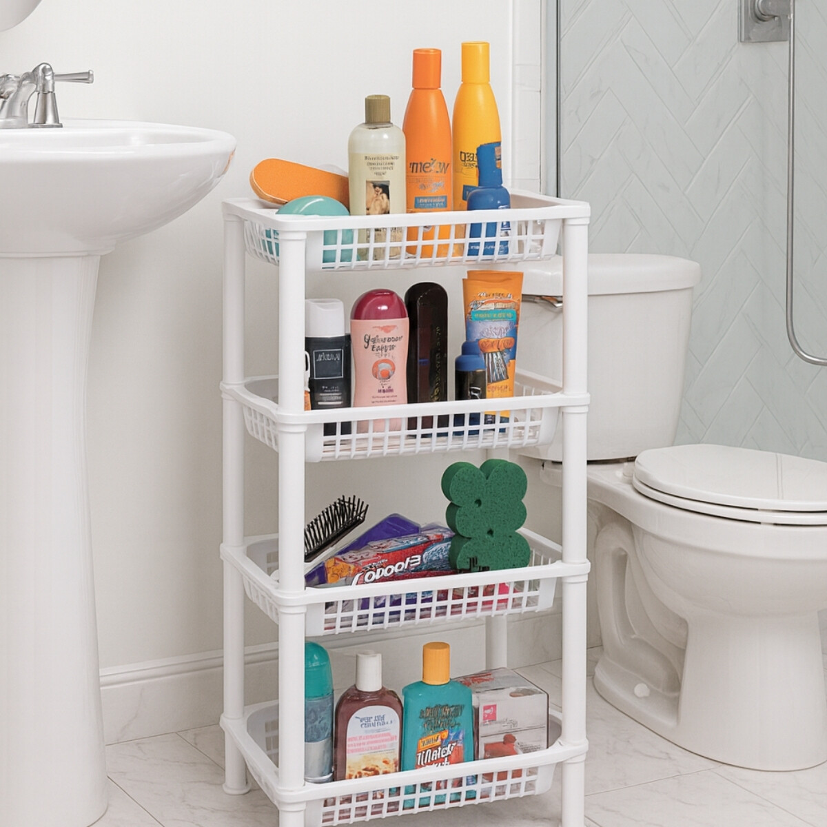 Estantería plástica 4 estantes - BLANCO 