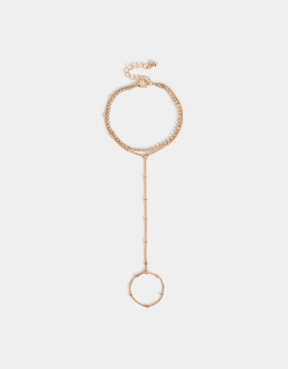 Pulsera Flexible Con Anillo Unido - Dorado 