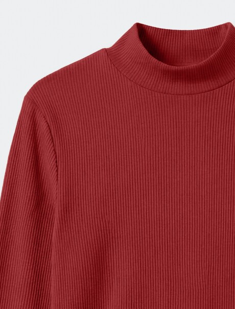 BLUSA DE CUELLO ALTO ACANALADO ROJO