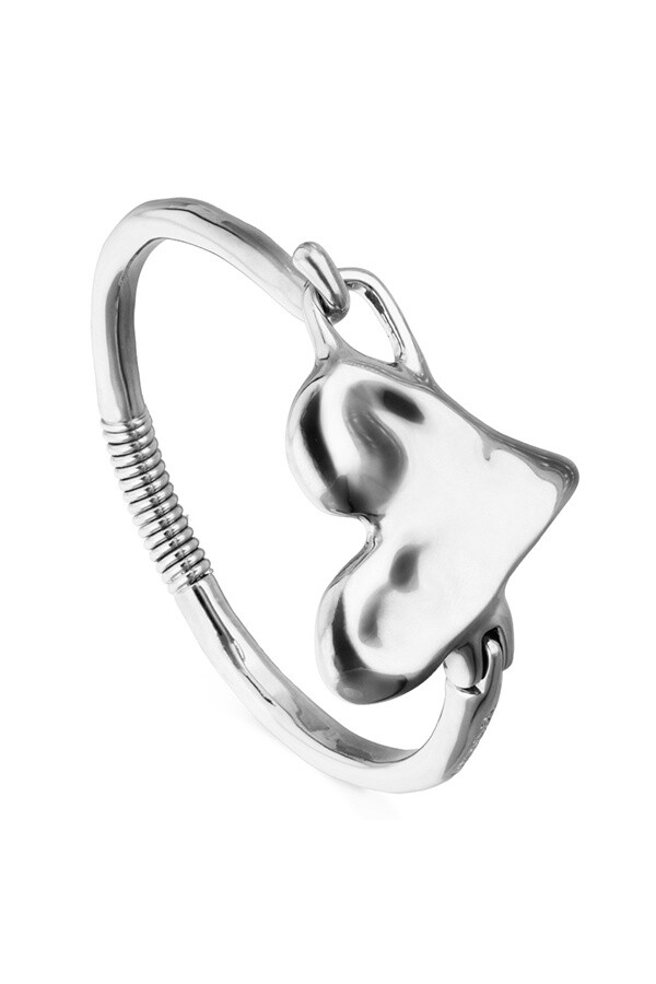 PULSERA SEMIRIGIDA DE ALEACIÓN DE METALES BAÑADA EN PLATA DE LEY CON DETALLE DE CORAZÓN Pulsera