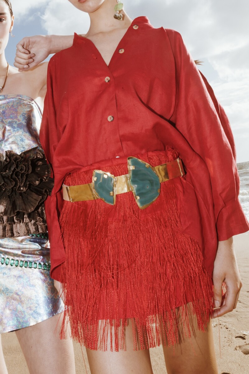 Raphia Skirt Rojo