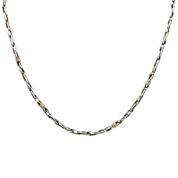Cadena Eslabón Singapur - Plata y Oro - Sin piedra - CD5060 sinpiedra