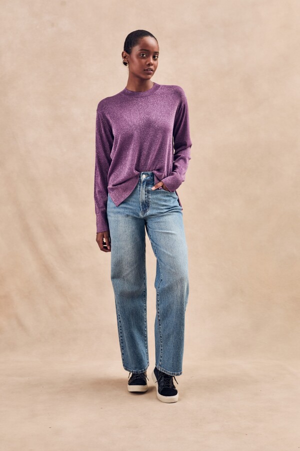 Sweater Texturado Lurex Violeta