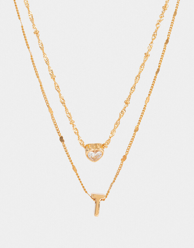 Collares Cortos Con cubic zirconia Collar Corto Cubic Inicial "t" - Dorado