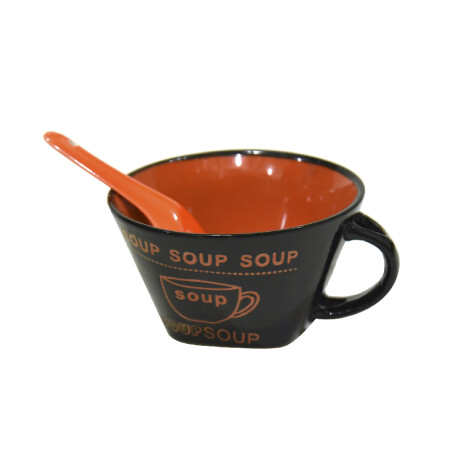 Taza Ceramica Para Sopa Con Cuchara 550 Ml- 12,5x7cm Taza Ceramica Para Sopa Con Cuchara 550 Ml- 12,5x7cm