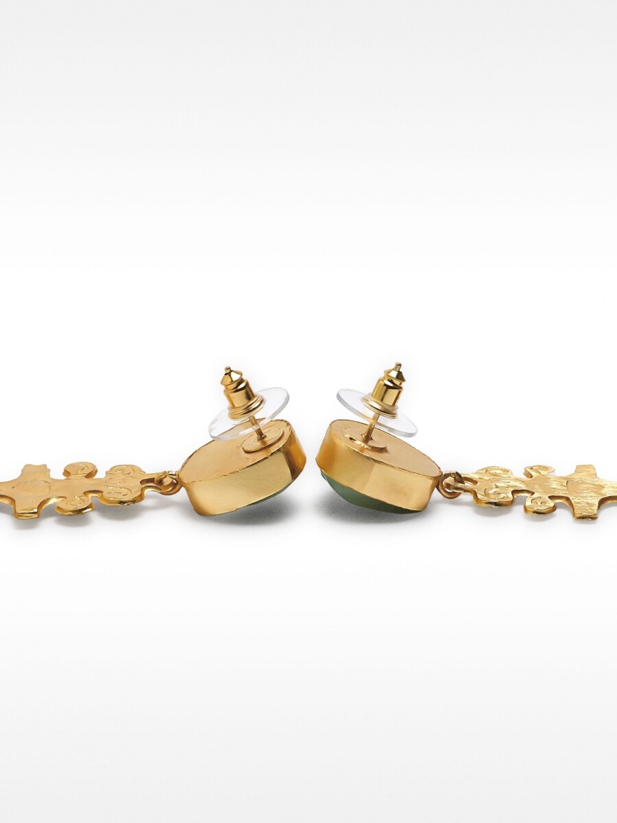 Pendientes De Brass Con Piedra dorado