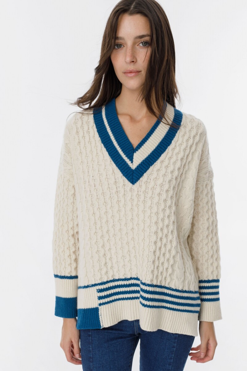 Sweater Copos Crudo/Azul