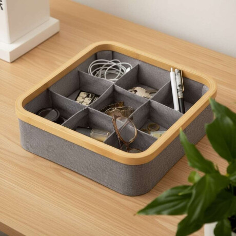 Organizador Plegable 9 Comp 30X30X9Cm Ex Tela Gris