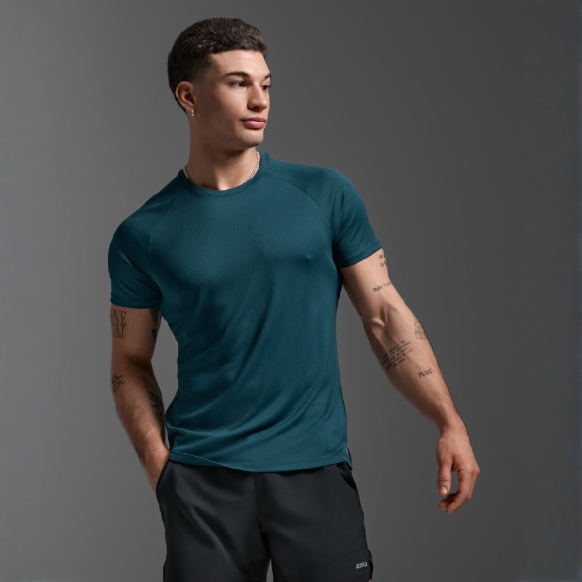 Polo Running Aero Mesh Tee Hombre - Dark Moss/silver Reflective 