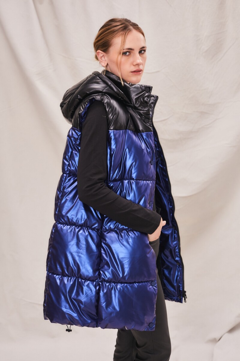 Chaleco Largo Combinado Azul