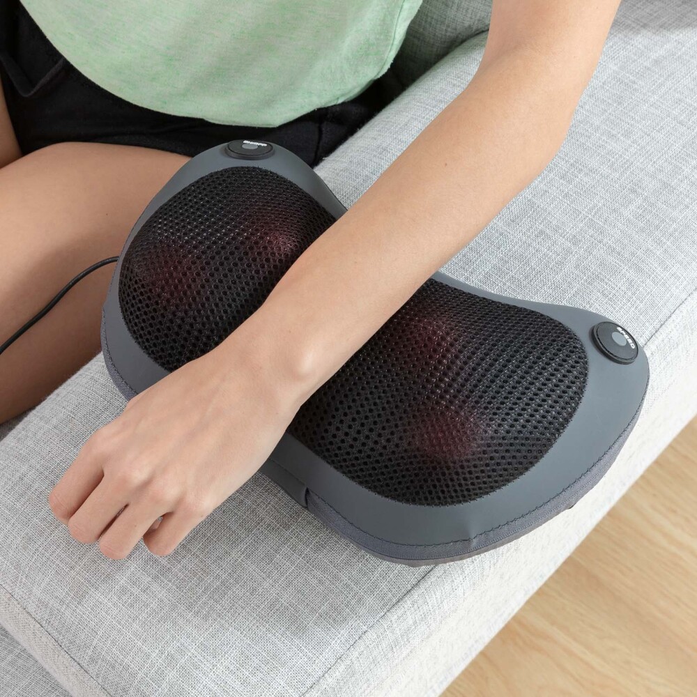 MASAJEADOR SHIATSU COMPACTO CUERO-POLIURETANO-Y-POLIESTER GRIS INNOVAGOODS