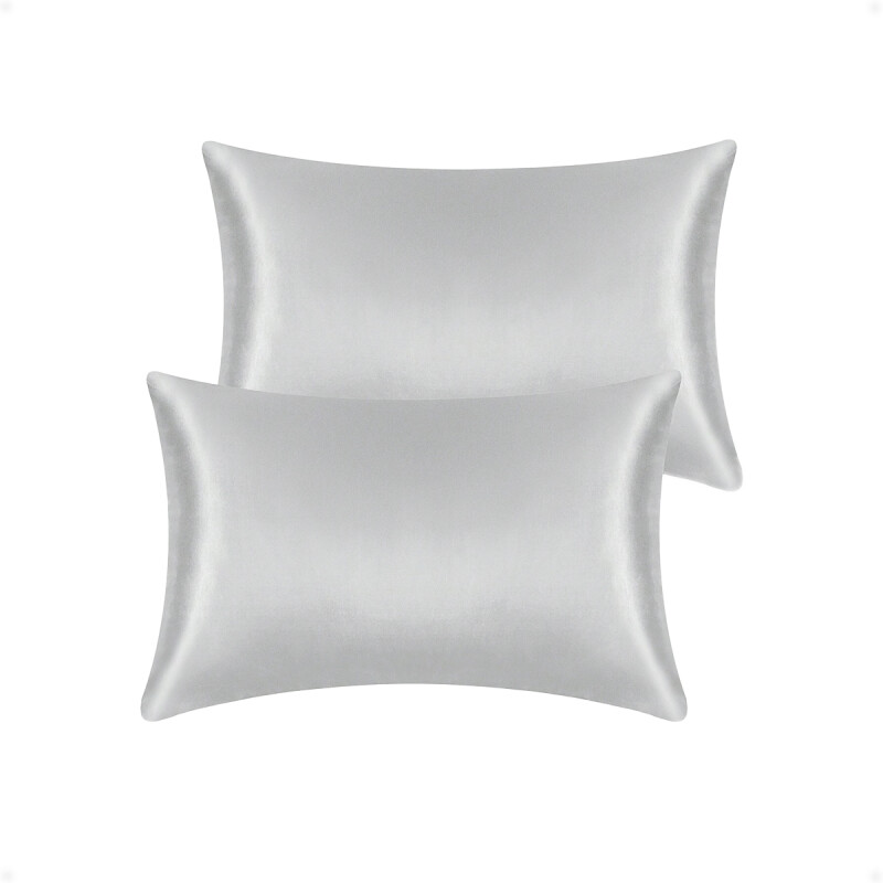 Funda Almohada De SatÃ­n SatÃ©n Tipo Seda Suave Gris Claro