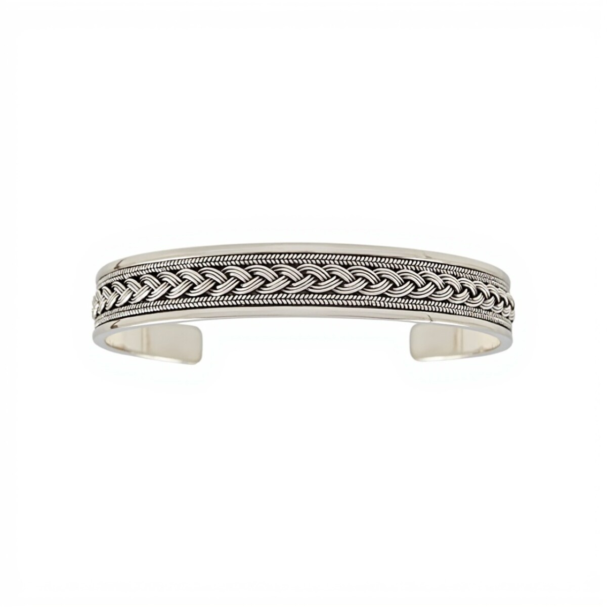 Brazalete trenzado con borde-Plata 925-Sin Piedra-BR3011 - sinpiedra 