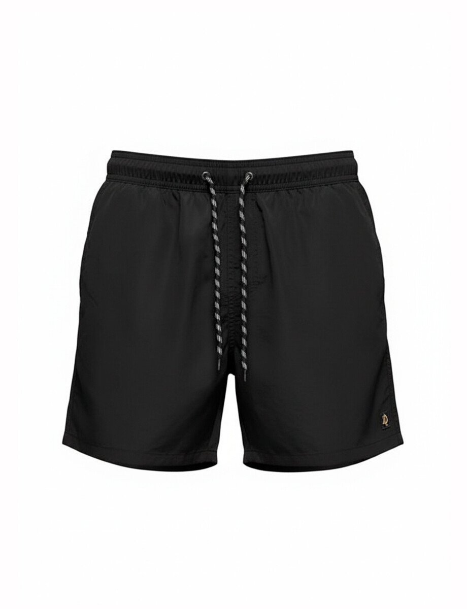 Short de baño liso negro