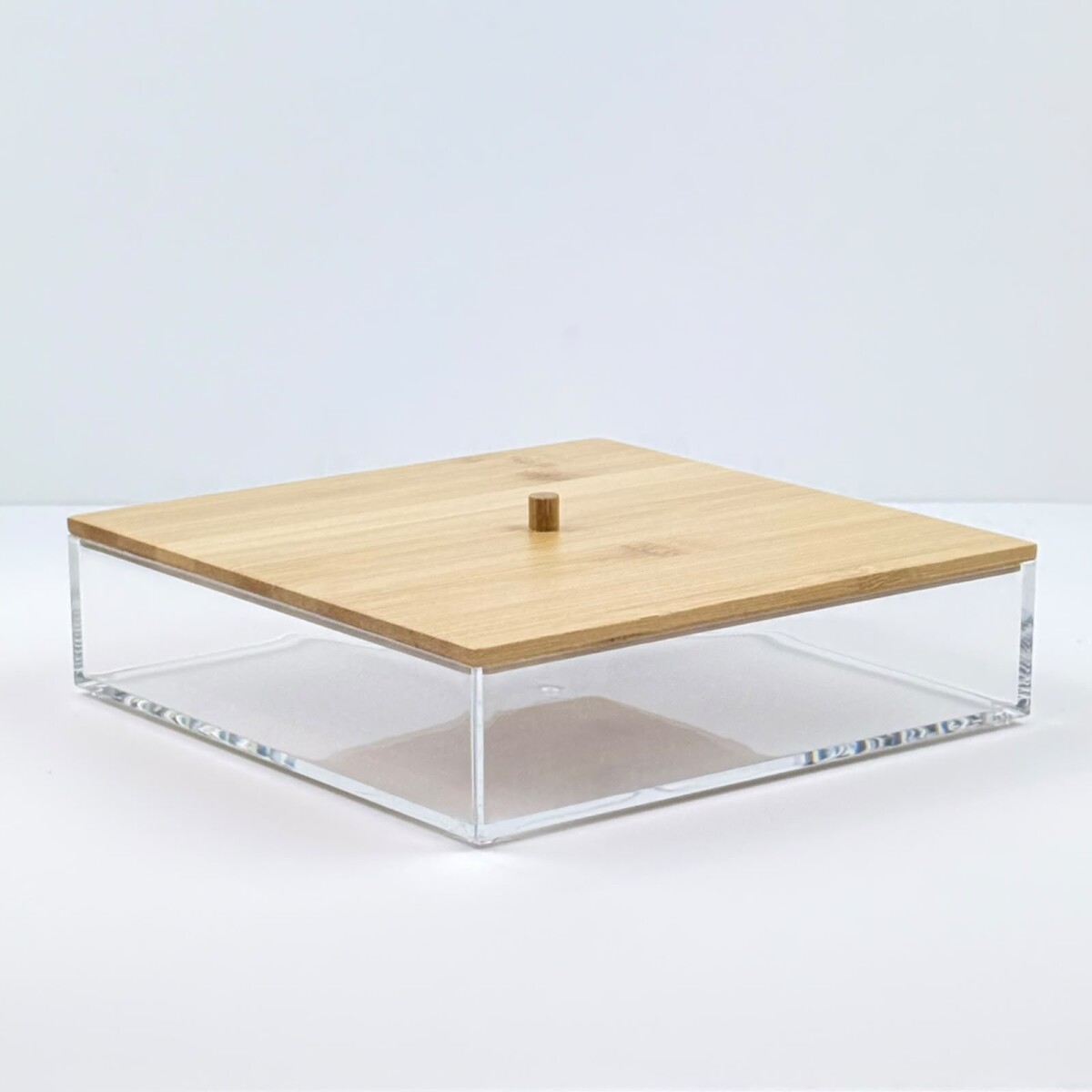 Organizador Acrílico Tapa Bambú Largo 19.5cm - Alto 5cm 