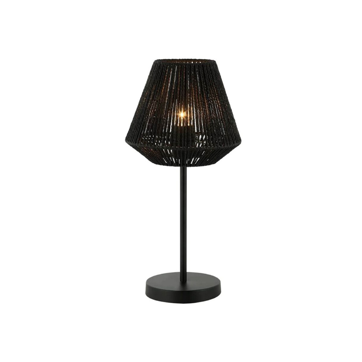 Lámpara De Mesa Pantalla Tejido Metal Negro - Negro 