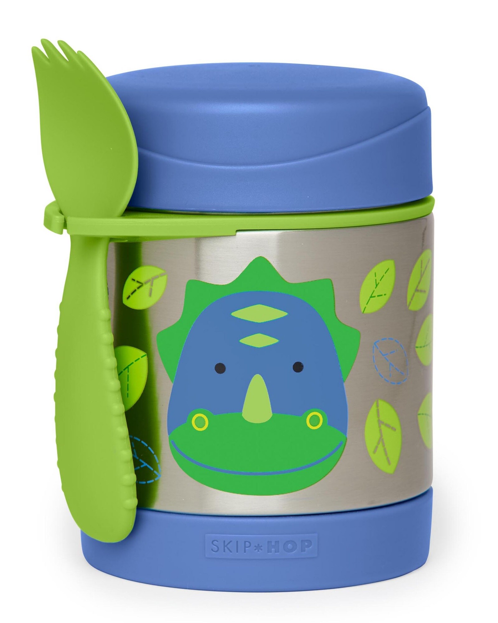 Tupper de acero inoxidable con cubierto, diseño dino Sin color