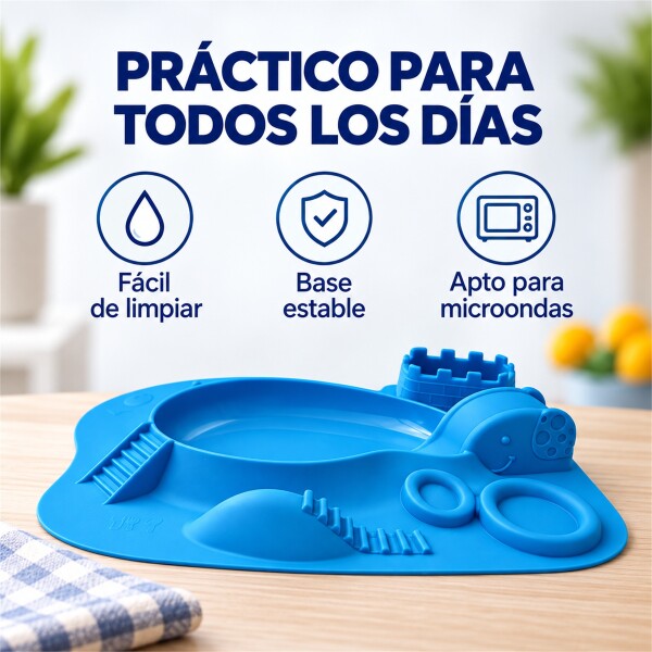 Plato Individual Silicona Marcus & Marcus Con Divisiones Azul 1