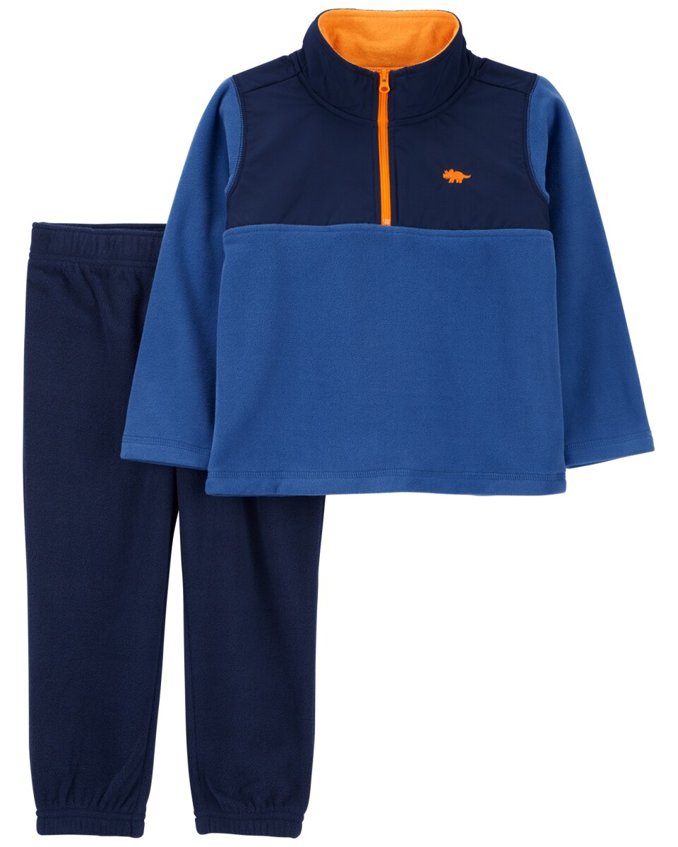 Set dos piezas de micropolar, pantalón y buzo, diseño colorblock 