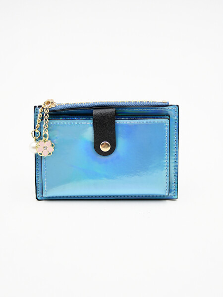 BILLETERA METALLIC CELESTE