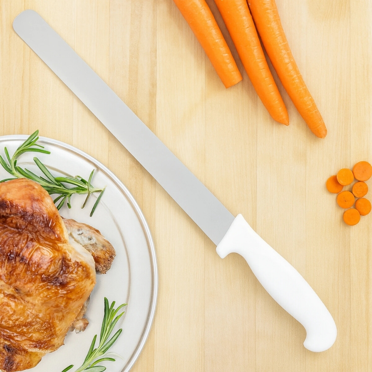 Cuchilla fiambre con filo acero inoxidable 12'' 