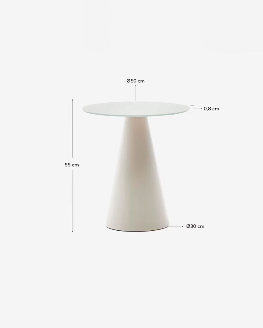 Mesa auxiliar Wilshire cristal templado glaseado y acero acabado pintado gris mate Ø50cm