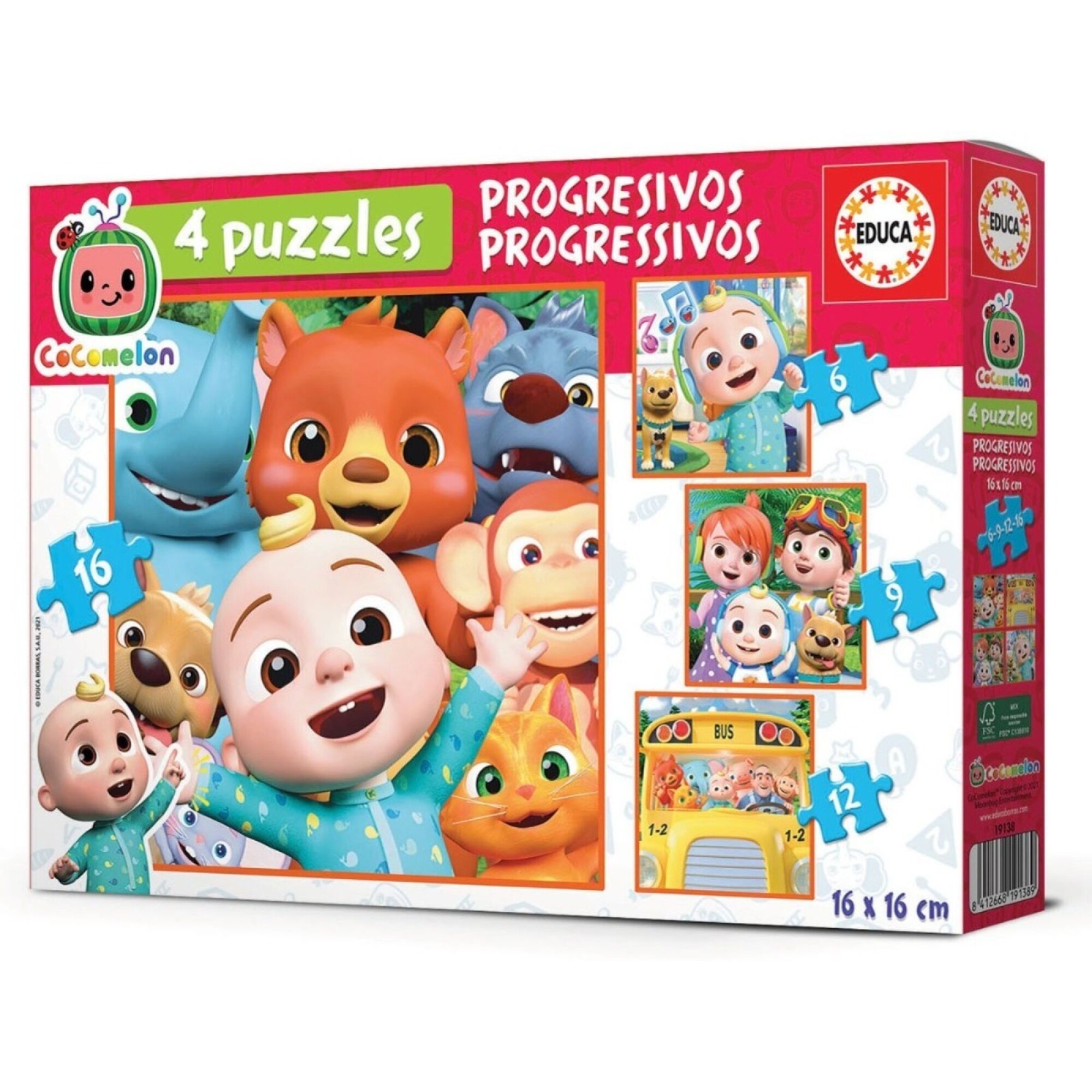 Set 4 Puzzles Progresivos Rompecabeza Cocomelon Educa Niño — Atrix