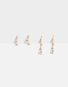 Aros Argollas Set Strass Set De Argollas Con Cubic Zirconia - Dorado
