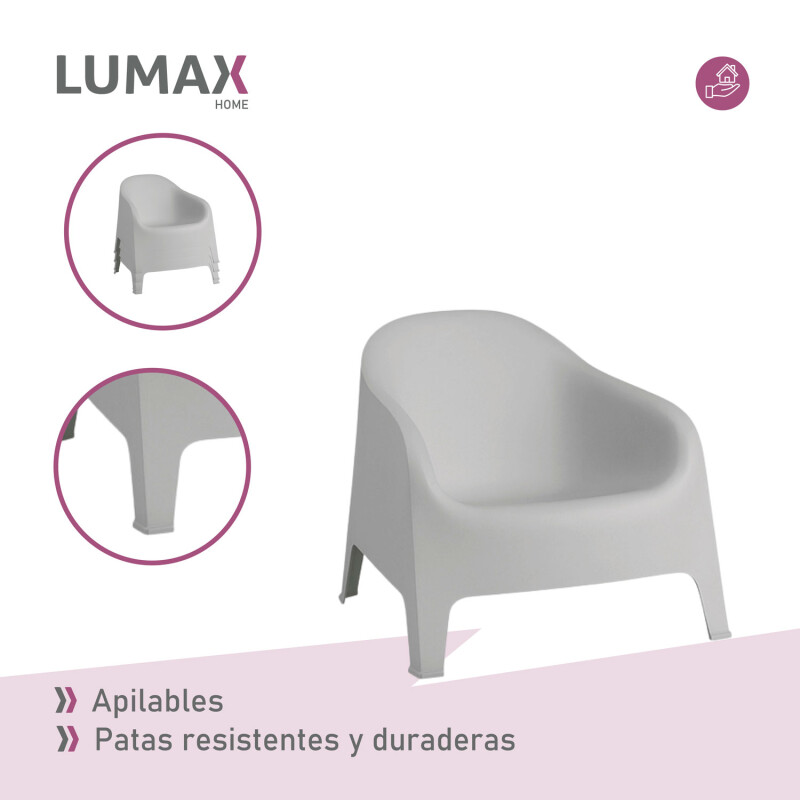 Silla Plastico Skarpo Jardin Liso Gris
