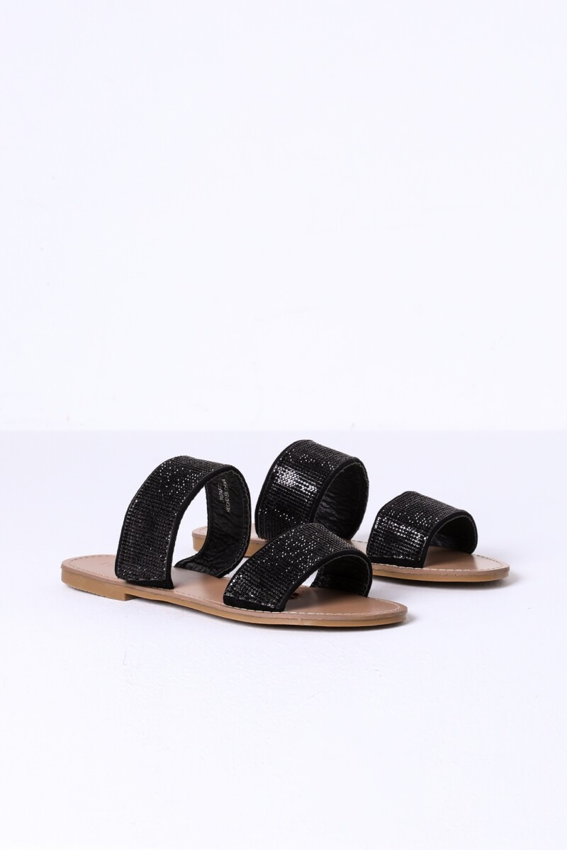 Sandalia con strass negro