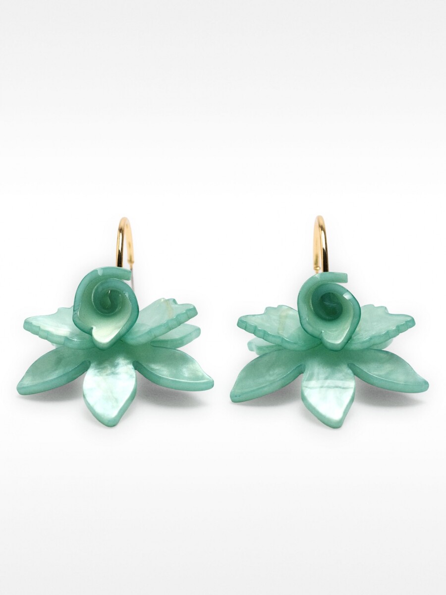 Aros Abiertos Con Maxi Flor azul