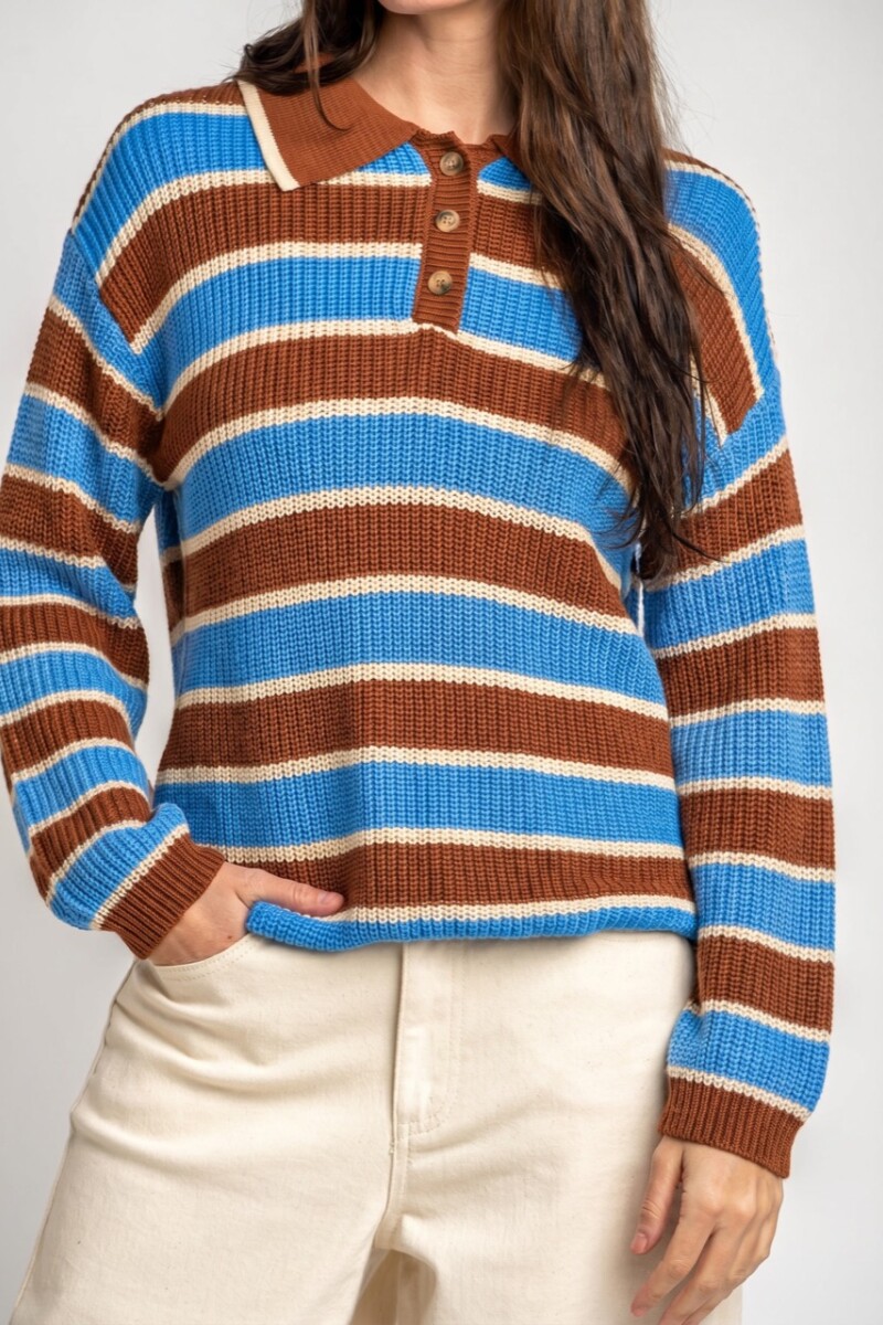 Sweater Polo Rayado Azul