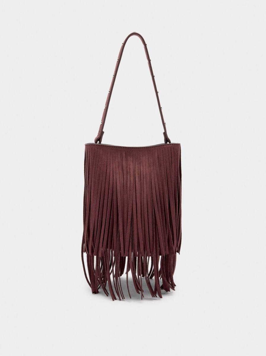 Bolso Bombonera Con Flecos Largos - burdeos 